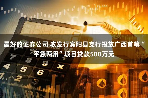 最好的证券公司 农发行宾阳县支行投放广西首笔“平急两用”项目贷款500万元