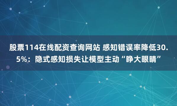 股票114在线配资查询网站 感知错误率降低30.5%：隐式感知损失让模型主动“睁大眼睛”